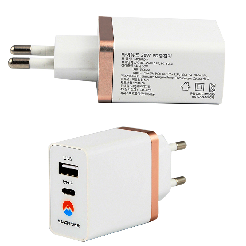 MX30pd充電器 TYPE-C+usb2.0雙口過KC KCC CE FCC認(rèn)證